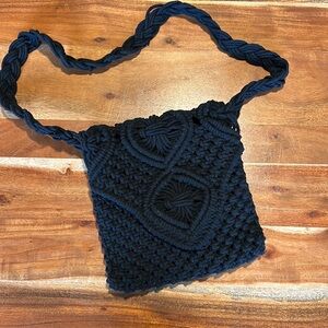 Black Boho Crocheted Purse